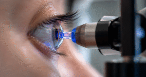 Exame de medida da pressão ocular para diagnóstico de glaucoma em consultório em Formiga MG